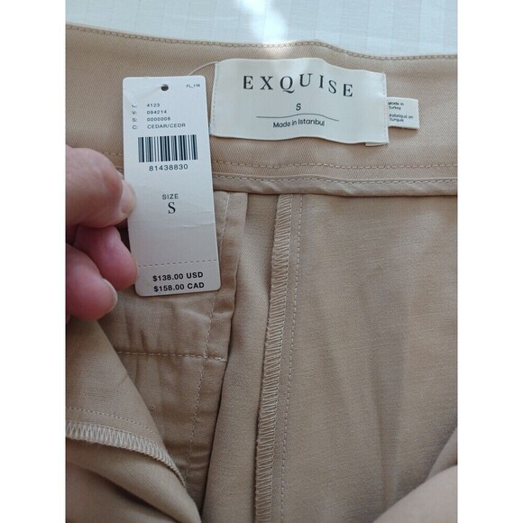 Anthropologie Exquise NWT high rise rolled hem pleated chino pants S minimalist - Picture 6 of 15